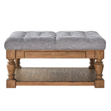 Homelegance By Top-Line Cadeo Baluster Pine Tufted Storage Ottoman Natural Pine