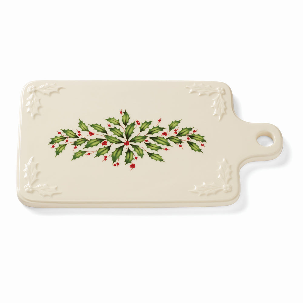 Lenox Holiday Cheese Slab Red & Green, IVORY PORCELAIN 890760