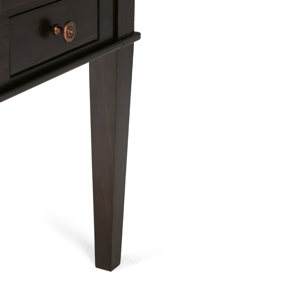 English Elm Carlton End Table – Handcrafted Dark Tobacco Brown With Drawer, Tapered Legs & Versatile Design B136P158133