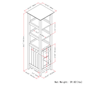 English Elm Acadian Bath Storage Tower – Sleek Pure White Cabinet With Adjustable Shelves For Modern Spaces B136P158499