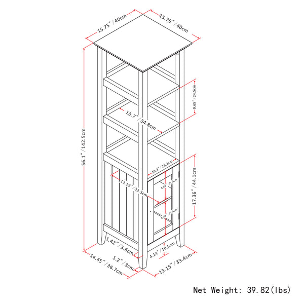 English Elm Acadian Bath Storage Tower – Sleek Pure White Cabinet With Adjustable Shelves For Modern Spaces B136P158499