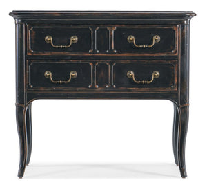 Hooker Furniture Charleston Black Cherry Two-Drawer Nightstand With Antique-Bronze Hardware, Usb Ports, Distressed Elegance 6750-90215-97