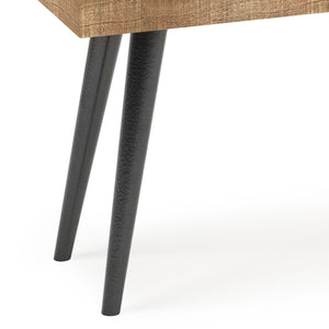 English Elm Durham Handcrafted Distressed Natural Mango Wood Bench with Black Metal Legs — Rustic Modern Entryway Seat B136P158598