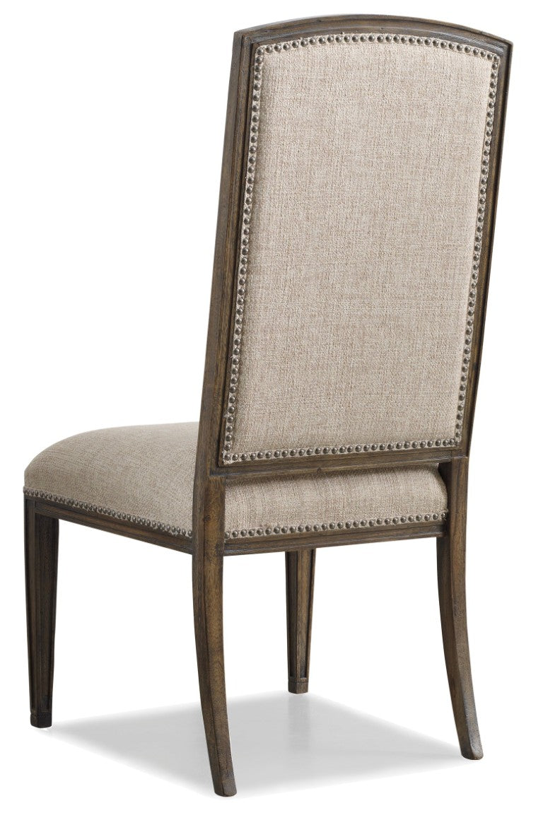 Hooker Furniture Rhapsody Side Chair In Walnut Rustic Finish With Aurora Ecru Upholstery — Distressed Vintage Charm 5070-75410