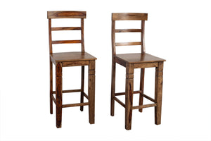 Porter Designs Taos Solid Sheesham Wood Bar Stool Set – Handcrafted Elegance For Your Space Brown Wood 07-196-24-1114h