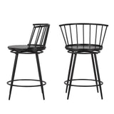 Homelegance By Top-Line Maverick Windsor Swivel Counter Stools with Low Back (Set of 2) Black Engineered Wood