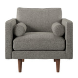 Homelegance By Top-Line Jeriah Mid-Century Tapered Leg Accent Chair with Pillows Grey Linen