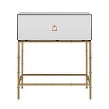 Homelegance By Top-Line Baldwin Mirrored Accent Table with Gold Finish Base GOLD Metal