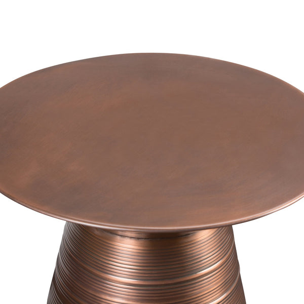 English Elm Sheridan Handcrafted Metal Accent Table with Aged Copper Finish, Circular Base Detail, 18" H Bronze B136P158974
