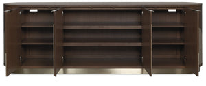 Hooker Furniture Commerce Roll with It Oak Veneer Raffia Credenza Scalloped Wave Four Door Storage 7228-85156-89