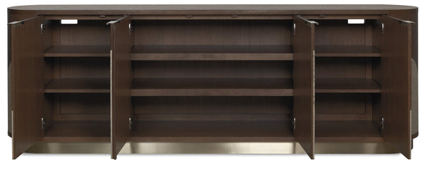 Hooker Furniture Commerce Roll with It Oak Veneer Raffia Credenza Scalloped Wave Four Door Storage 7228-85156-89