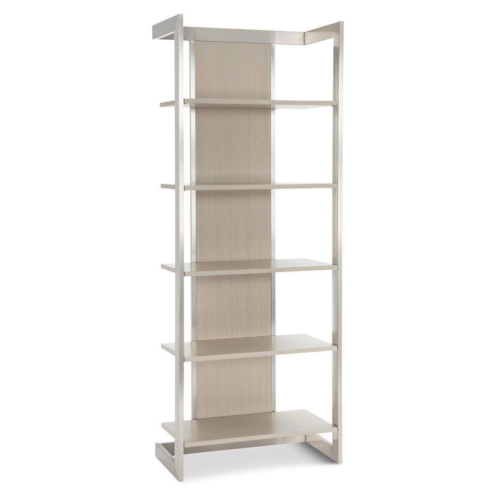 Bernhardt Bernhardt Sculptural Paloma Etagere With Brushed Silver Frame, Linear Gray Shelves For Display (95) D13810