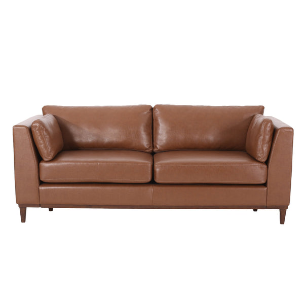 English Elm Christopher Knight Home® - 3 Seater Sofa – Elegant Light Brown Faux Leather Couch For Modern Living Rooms, Easy Assembly & Comfort 72145.00ACOGN_72145.00BCOGN