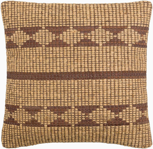 Surya Twareg 18"L X 18"W Global Style Accent Pillow – Unique Jute, Cotton & Leather Décor For Your Home Beige Jute,Leather,Cotton Twr001-2020
