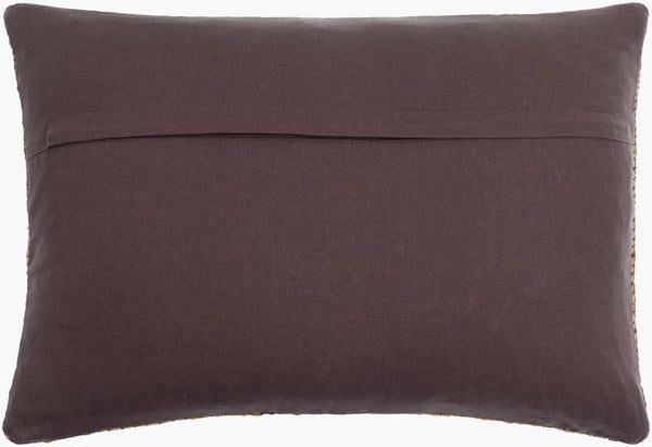 Surya Twareg 13"L X 20"W Lumbar Pillow - Rustic Jute & Leather Accent With Exotic Indian Design For Comfort Beige Jute,Leather,Cotton Twr002-1320