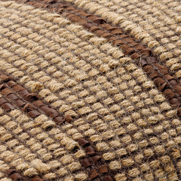 Surya Twareg 13"L X 20"W Lumbar Pillow - Rustic Jute & Leather Accent With Exotic Indian Design For Comfort Beige Jute,Leather,Cotton Twr002-1320