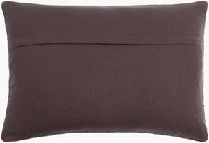 Surya Twareg 13"L X 20"W Lumbar Pillow - Rustic Jute & Leather Accent With Exotic Indian Design For Comfort Beige Jute,Leather,Cotton Twr004-1320d