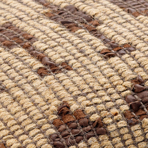 Surya Twareg 13"L X 20"W Lumbar Pillow - Rustic Jute & Leather Accent With Exotic Indian Design For Comfort Beige Jute,Leather,Cotton Twr006-1320p