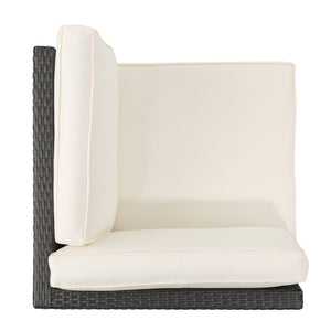 English Elm Christopher Knight Home® - SANTA SANTA CRUZ Corner & Table Set — PE Rattan Patio Sofa with Water-Resistant Cushions, No Assembly Required Grey+White 52977.00SETIRNGRY