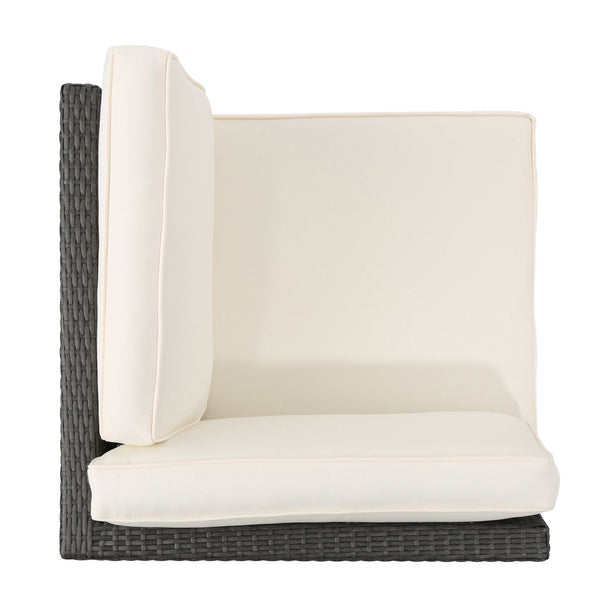 English Elm Christopher Knight Home® - SANTA SANTA CRUZ Corner & Table Set — PE Rattan Patio Sofa with Water-Resistant Cushions, No Assembly Required Grey+White 52977.00SETIRNGRY