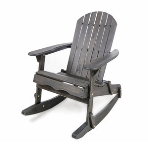 English Elm Christopher Knight Home® - MALIBU Adirondack Rocking Chair in Handcrafted Acacia Wood for Patio, Weather-Resistant Comfort & Style DARK GREY 43 L x 28 W x 14.5 H 61681.00DGRY