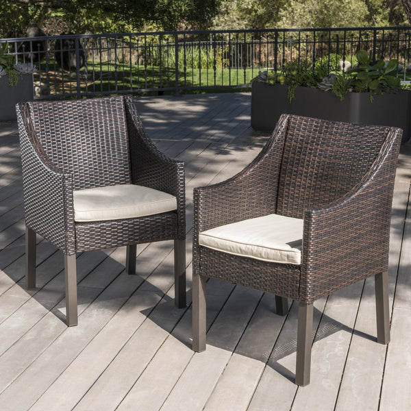 English Elm Christopher Knight Home® - ANTIBES Outdoor Dining Chair Set of 2 — All-Weather PE Rattan, Water-Resistant Cushions, Sleek Design Multi 40 L x 24.5 W x 11.5 H 61561.00MBRN