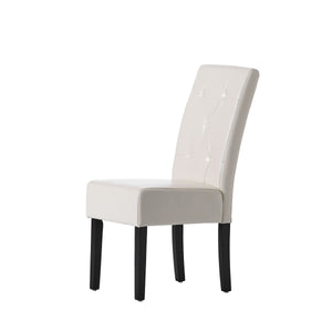 English Elm Carter Ivory Bonded Leather Tufted Dining Chairs Set of Two with Espresso Legs 54274.00IVY