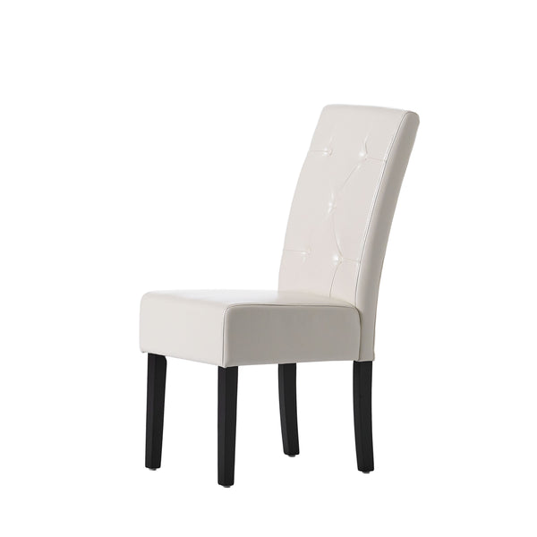 English Elm Carter Ivory Bonded Leather Tufted Dining Chairs Set of Two with Espresso Legs 54274.00IVY