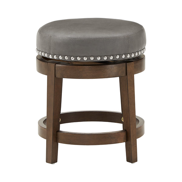 Homelegance By Top-Line Emerson Brown Finish Faux Leather 18" Swivel Dining Height Stool (Set of 2) Grey Rubberwood