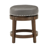 Homelegance By Top-Line Emerson Brown Finish Faux Leather 18" Swivel Dining Height Stool (Set of 2) Grey Rubberwood