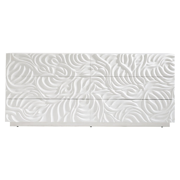 Bernhardt Bernhardt Alia Dresser White Plaster — Sculptural Carved Fronts, 6 Soft-Close Drawers, Polished Base 316054