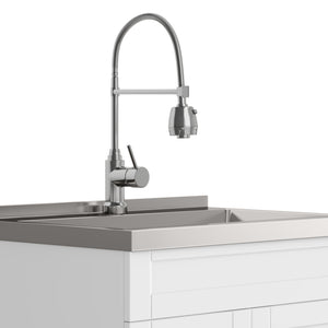 English Elm Hennessy - Stylish 28" Laundry Cabinet With Stainless Steel Sink & High-Arch Faucet For Efficiency B136P158797