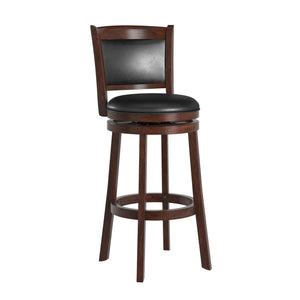 Homelegance By Top-Line Sydney Upholstered Back Swivel 29" Bar Height Stool Black Rubberwood