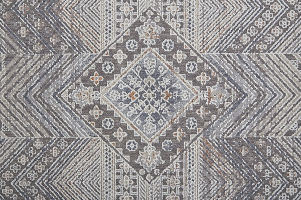Feizy Rugs Francisco Southwestern-inspired Machine Made Medallion Rug - Durable Geometric Design For Any Space Ivory,Gray Polyester,Polypropylene Fra39gdfivychli1c