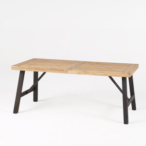 English Elm Bettina Solid Acacia Outdoor Dining Table with Slat Top Oil Finish Patio Deck 56701.00