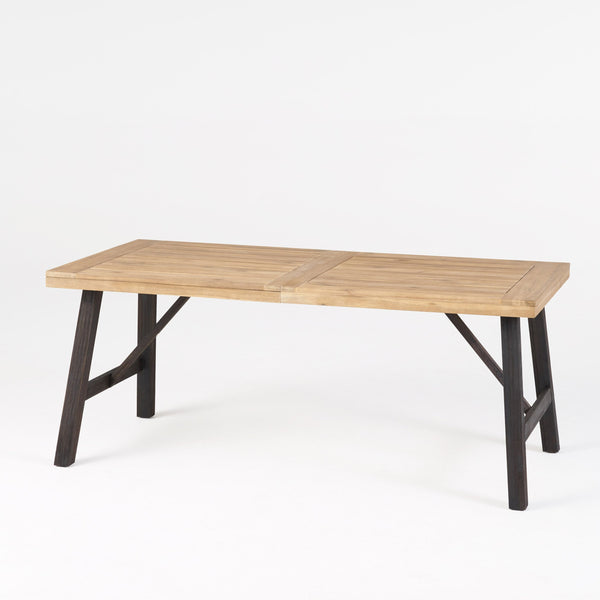 English Elm Bettina Solid Acacia Outdoor Dining Table with Slat Top Oil Finish Patio Deck 56701.00