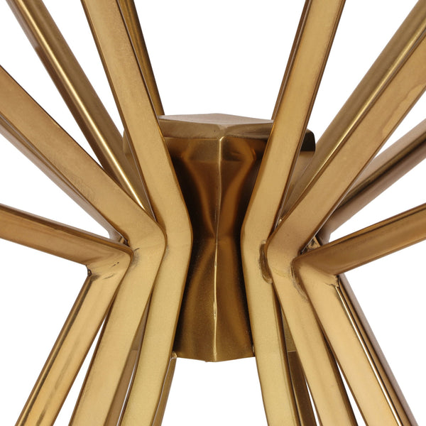 English Elm Sparkle Sunburst Iron Side Table with Tempered Glass Top Antique Glam Living Room 66964.00