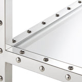 Homelegance By Top-Line Greyson Riveted Stainless-Steel Mirrored Accent Table Steel Stainless steel