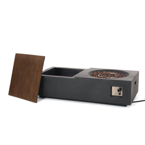 English Elm Outdoor Concrete Propane Fire Pit Table 50000 Btu Patio Coffee Dark Gray 74005.00DGRY-50K