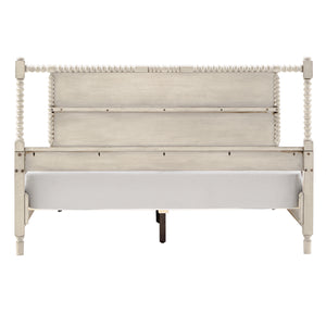 Homelegance By Top-Line Remi Antique Finish Beaded Wood Platform Bed Cream Wood