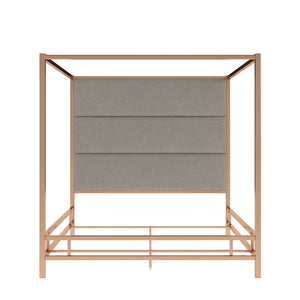 Homelegance By Top-Line Marcel Champagne Gold Canopy Bed with Linen Panel Headboard Champage Gold Metal