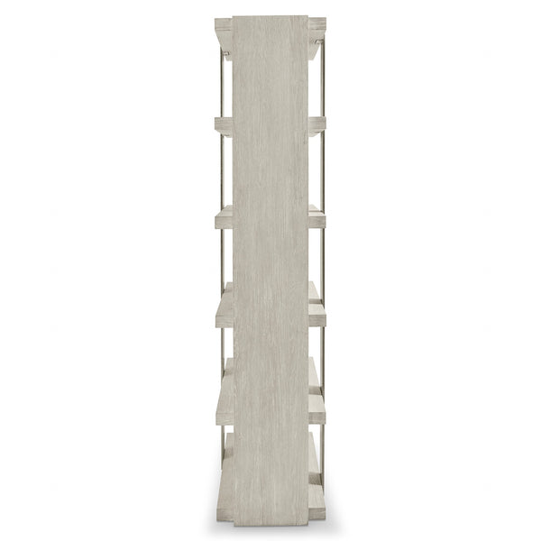 Bernhardt Bernhardt Tempo Etagere Open-Shelf Wire-Brushed Oak Shelving With Satin Nickel Band, Rustic Modern 346816