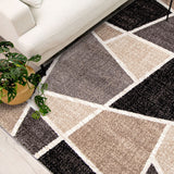 Orian Rugs American Heritage Facet Tiles Machine Woven Polypropylene Transitional Area Rug Charcoal Polypropylene