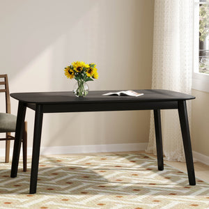 English Elm Christopher Knight Home® - DINING Mid-Century Solid Wood & Faux Wood Top Table with Rubberwood Legs, Sleek Rounded Edge Design Black 58907.00BLK