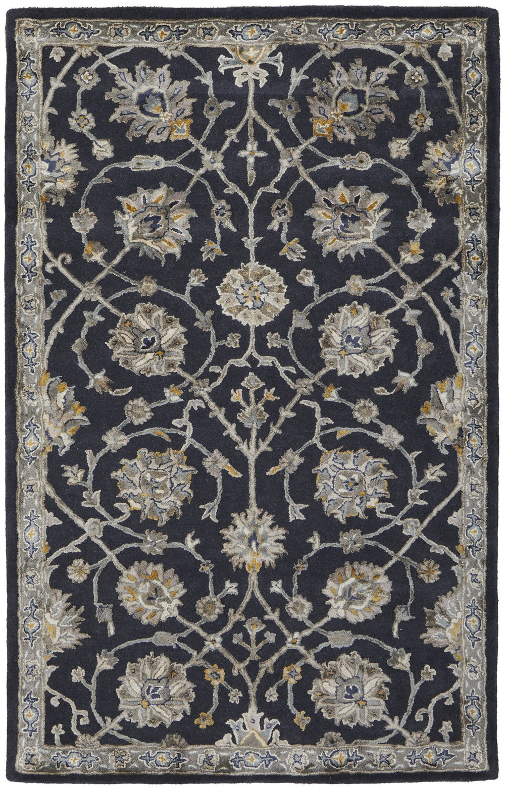 Feizy Rugs Prescott Hand-tufted Viscose & Wool Floral Rug - Traditional Persian Design With Elegant Sheen Blue,Silver,Gray Viscose,Wool Pct8940fnvygrye10