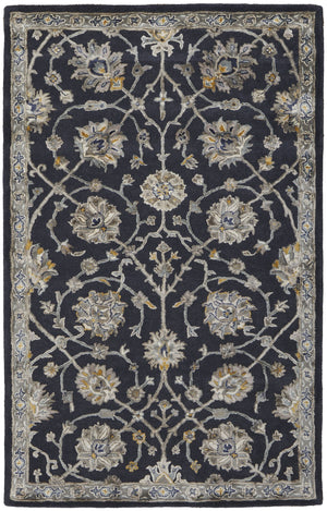 Feizy Rugs Prescott Hand-tufted Viscose & Wool Floral Rug - Traditional Persian Design With Elegant Sheen Blue,Silver,Gray Viscose,Wool Pct8940fnvygrye10