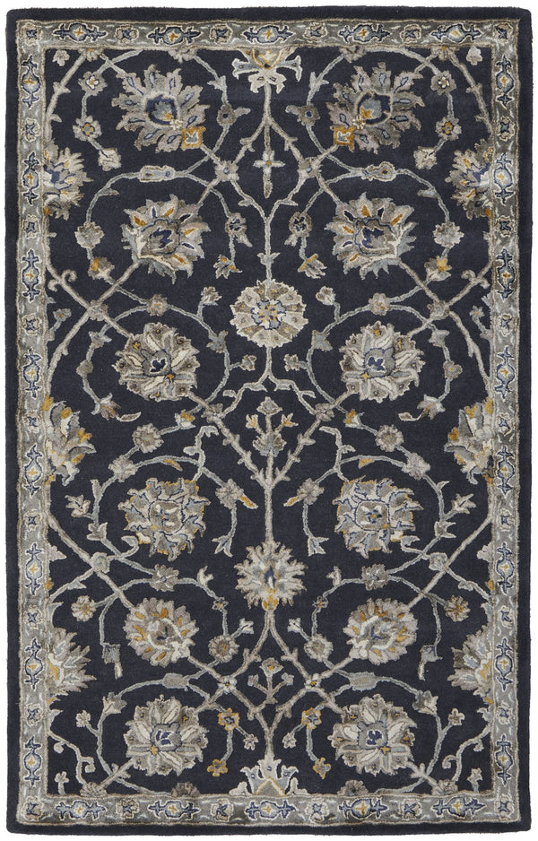 Feizy Rugs Prescott Hand-tufted Viscose & Wool Floral Rug - Traditional Persian Design With Elegant Sheen Blue,Silver,Gray Viscose,Wool Pct8940fnvygrye10