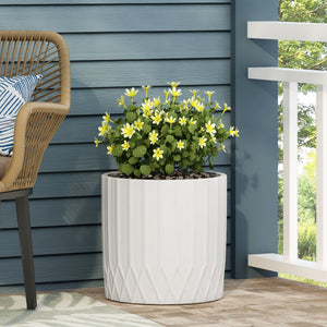 English Elm Mgo Handcrafted Stone Finish Pleated Outdoor Planter Sculptural Patio Garden Accent 73349.00