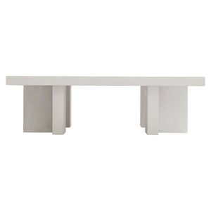 Bernhardt Bernhardt Sandblasted White Blythe Cocktail Table 54" Square Sculptural L-Leg Modern-Rustic Centerpiece 485011