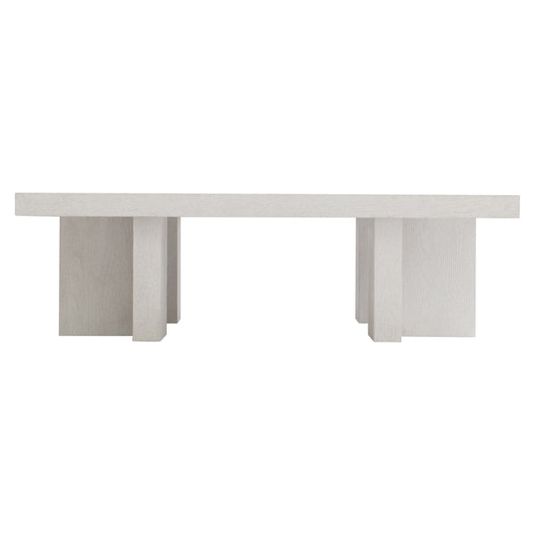 Bernhardt Bernhardt Sandblasted White Blythe Cocktail Table 54" Square Sculptural L-Leg Modern-Rustic Centerpiece 485011